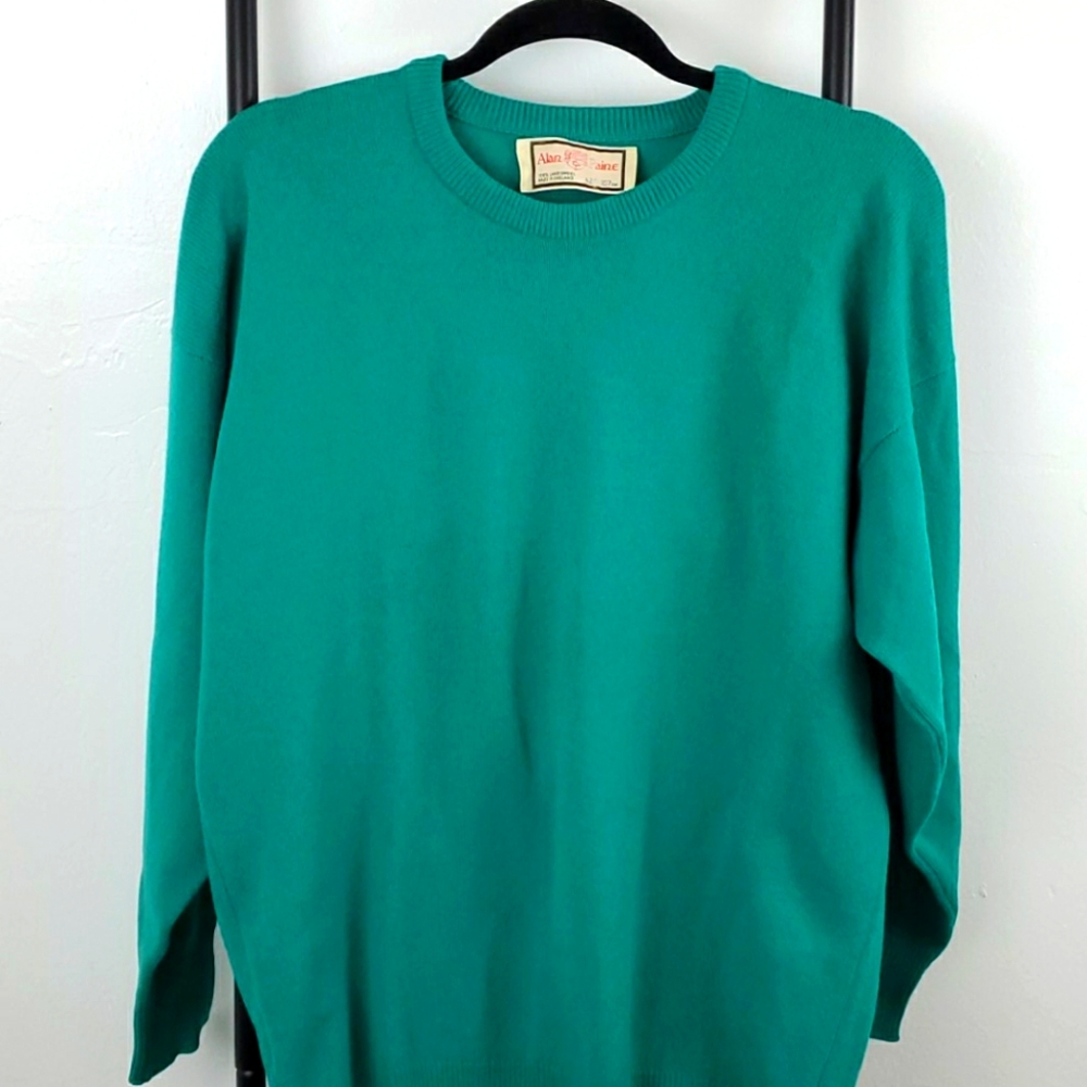 Vintage Alan Paine lambswool green sweater men size 42